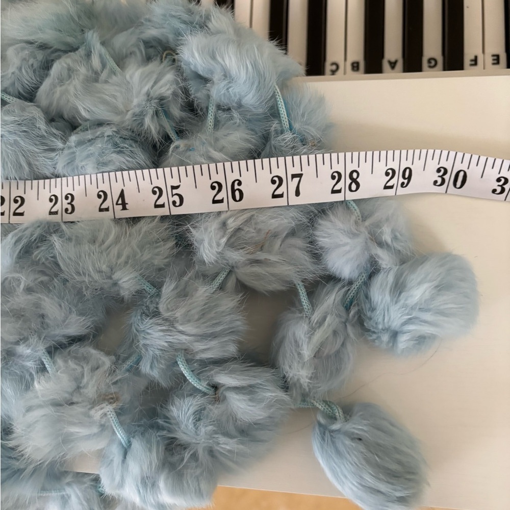 Light Blue Fluffy Rabbit Fur Shawl Wrap - Picture 9 of 11